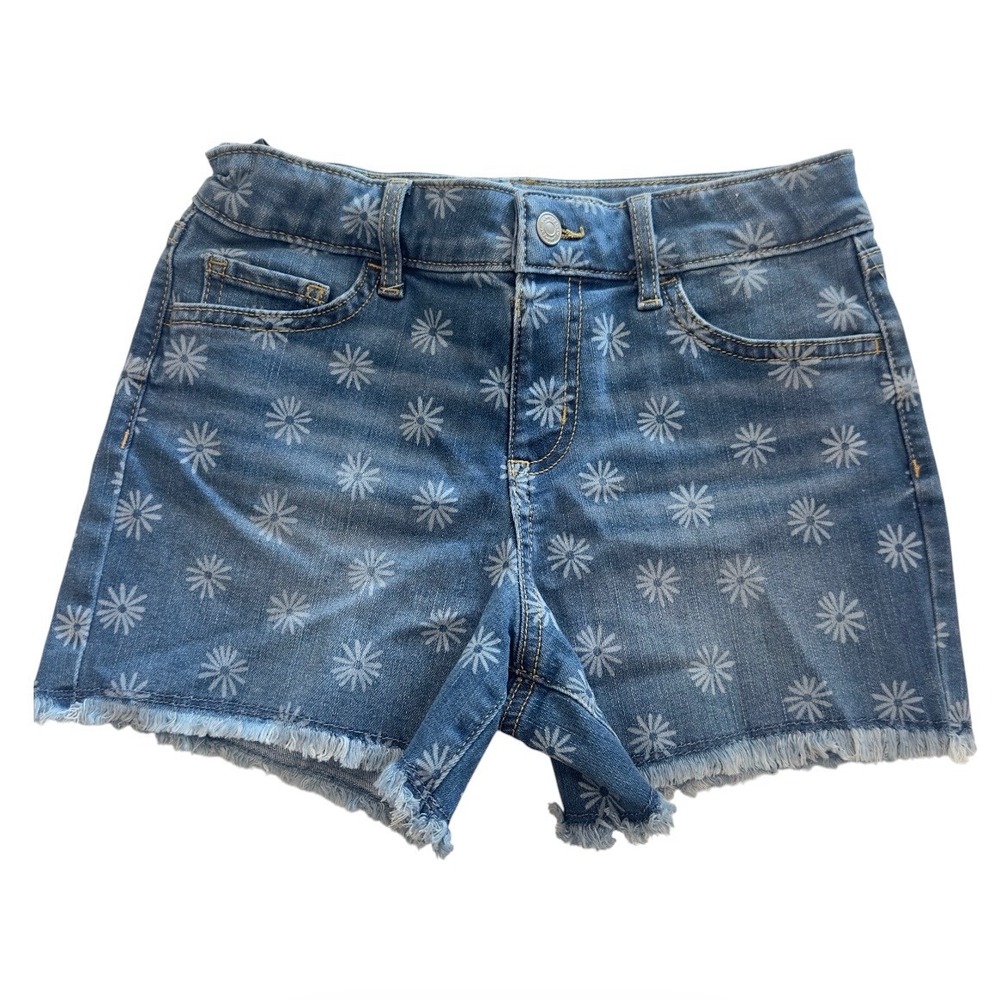 Jumping Beans Girls Blue Daisy Floral Denim Shorts Frayed Hem Size 12 New‎